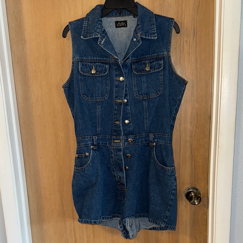 Casual Denim Sleeveless Romper